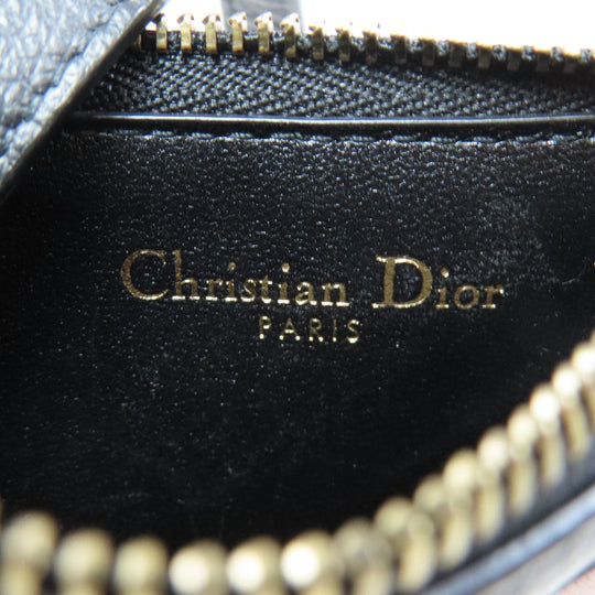 Christian Dior Coin case leather black saddle Women Used Authentic