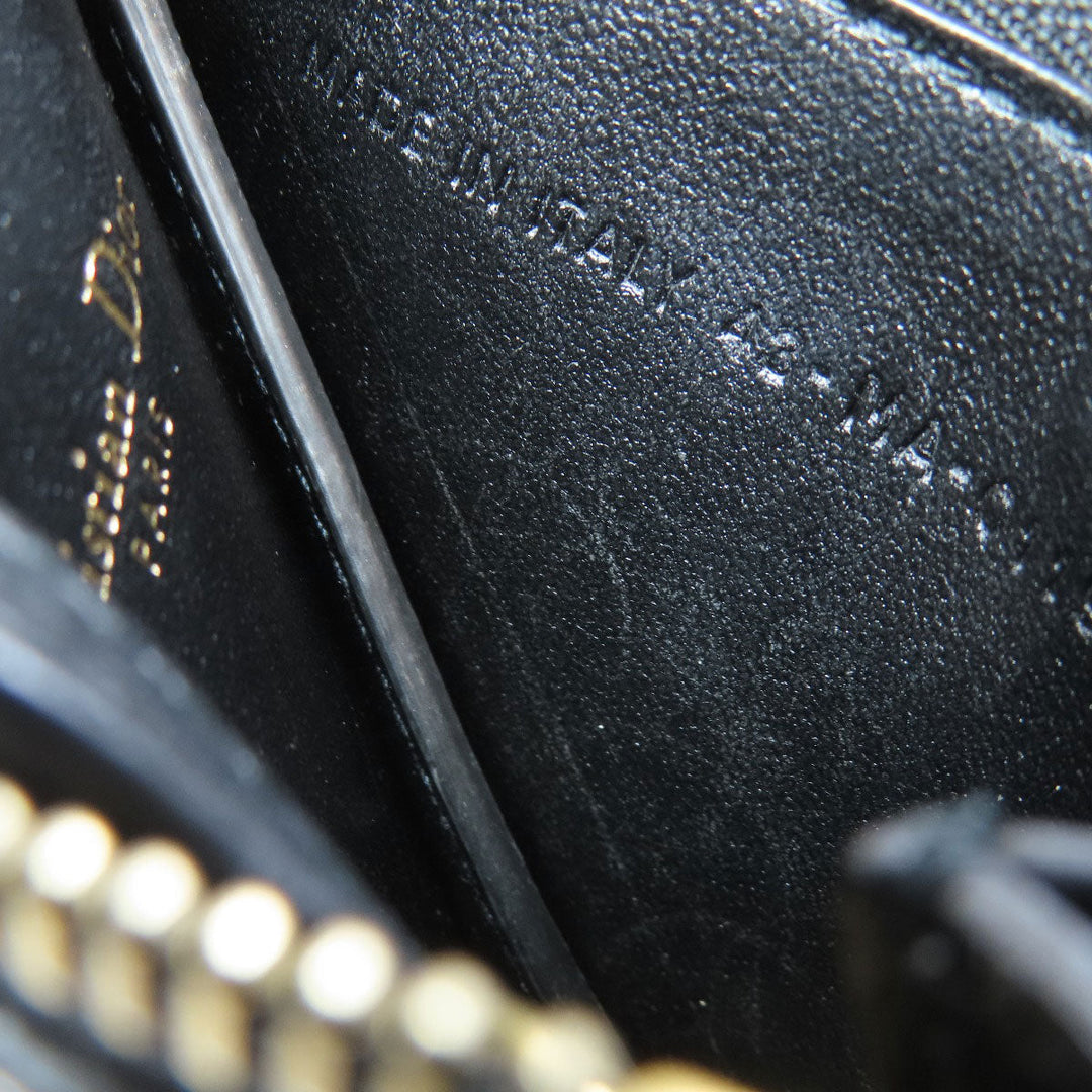 Christian Dior Coin case leather black saddle Women Used Authentic