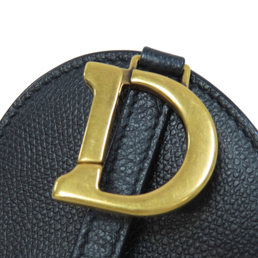 Christian Dior Coin case leather black saddle Women Used Authentic