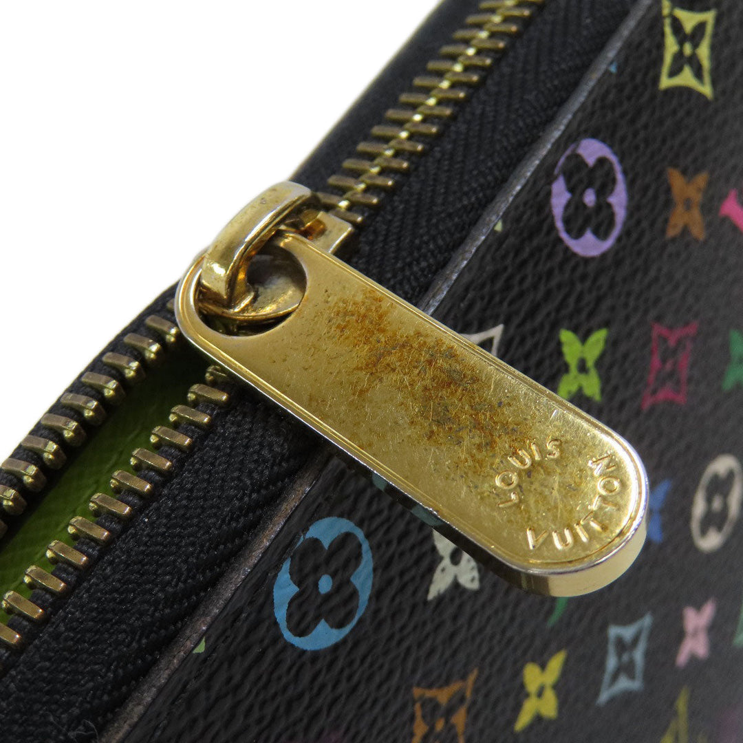 LOUIS VUITTON Long Wallet Purse M60244 Monogram multicolor black Zippy wallet Women Used Authentic