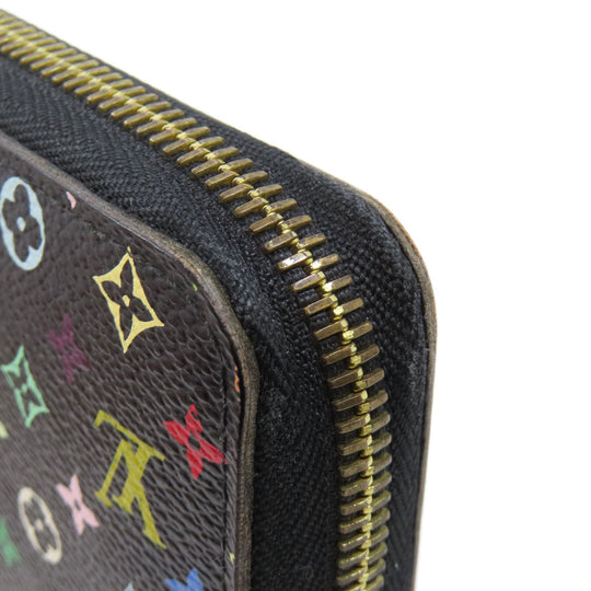 LOUIS VUITTON Long Wallet Purse M60244 Monogram multicolor black Zippy wallet Women Used Authentic