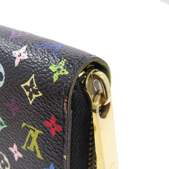 LOUIS VUITTON Long Wallet Purse M60244 Monogram multicolor black Zippy wallet Women Used Authentic