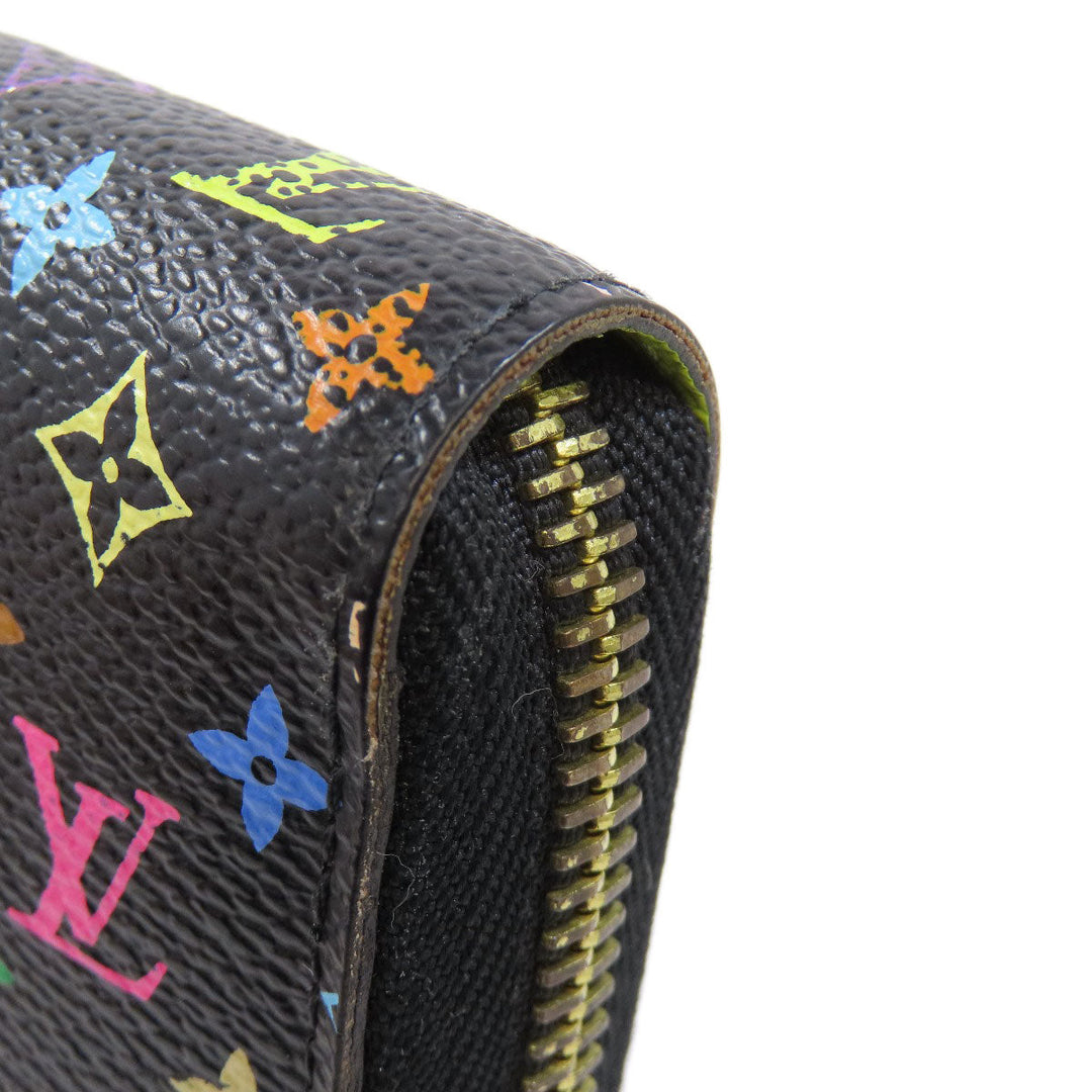 LOUIS VUITTON Long Wallet Purse M60244 Monogram multicolor black Zippy wallet Women Used Authentic