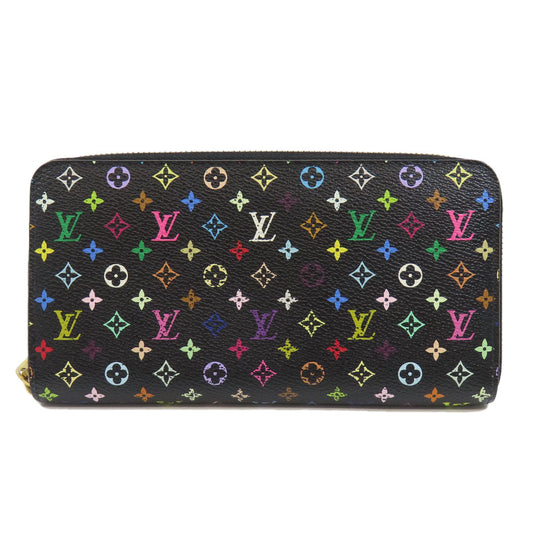 LOUIS VUITTON Long Wallet Purse M60244 Monogram multicolor black Zippy wallet Women Used Authentic