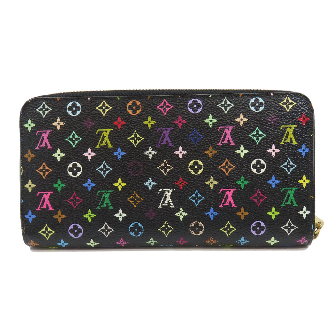 LOUIS VUITTON Long Wallet Purse M60244 Monogram multicolor black Zippy wallet Women Used Authentic