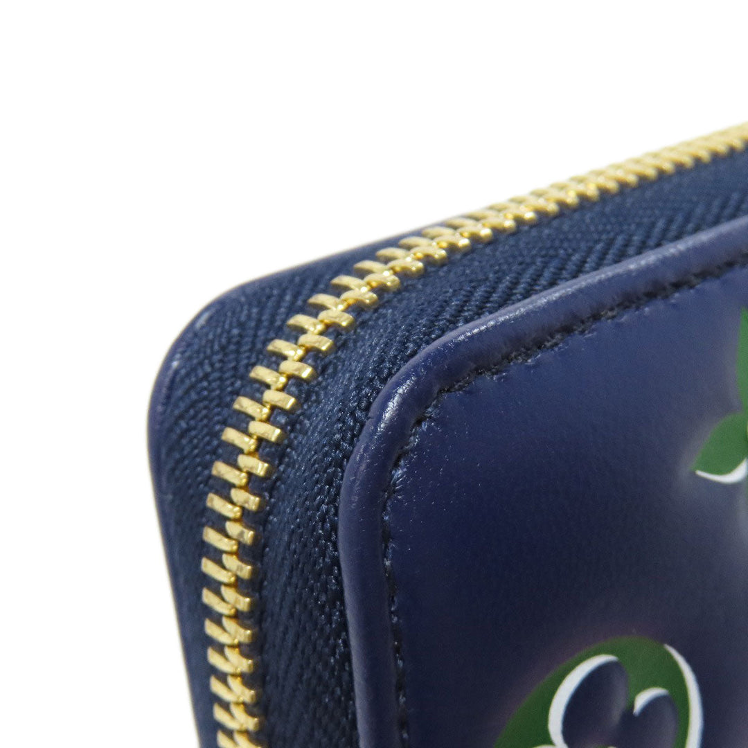 LOUIS VUITTON Long Wallet Purse lambskin Navy Zippy wallet Women Used Authentic
