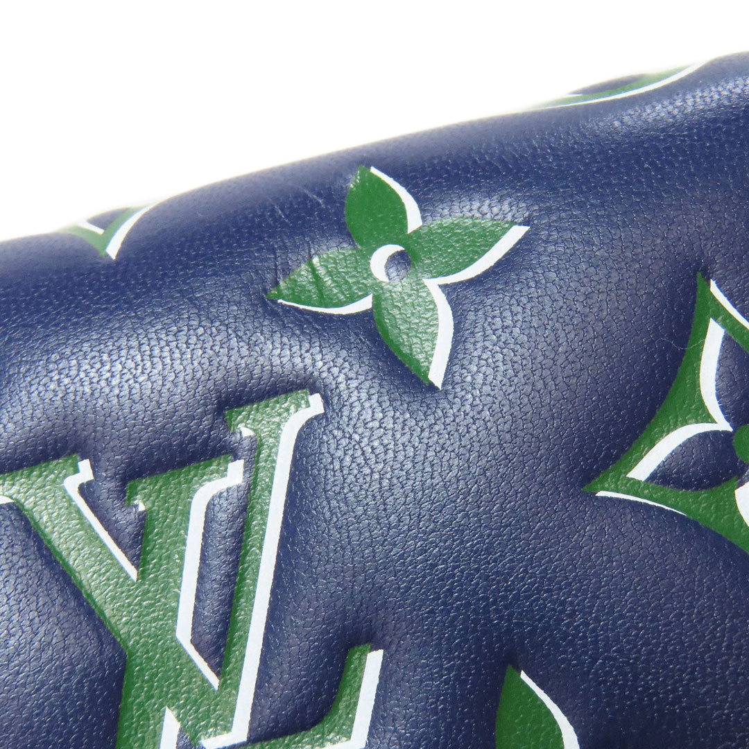 LOUIS VUITTON Long Wallet Purse lambskin Navy Zippy wallet Women Used Authentic