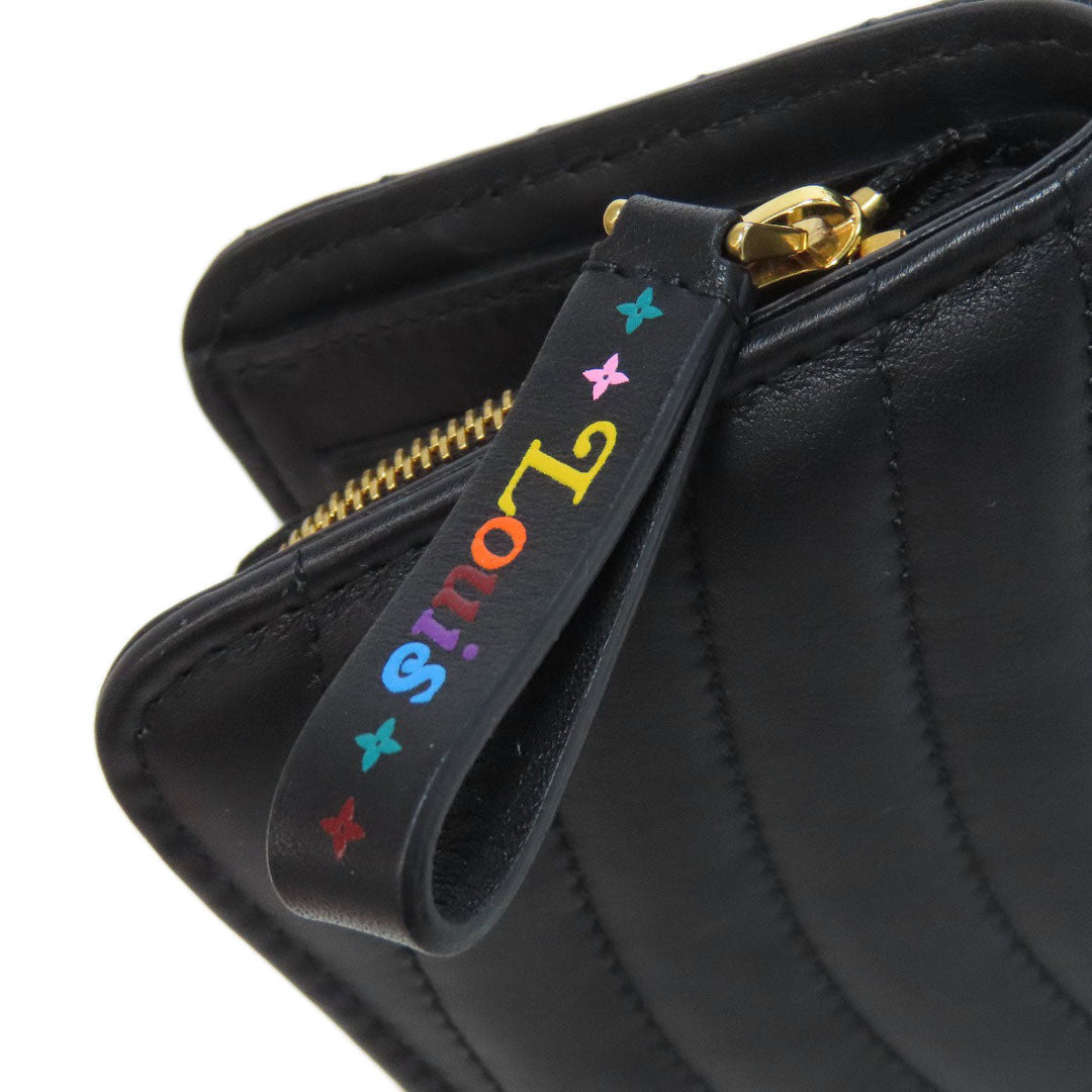 LOUIS VUITTON Bifold Wallet M63789 Calfskin black New Wave Women Used Authentic