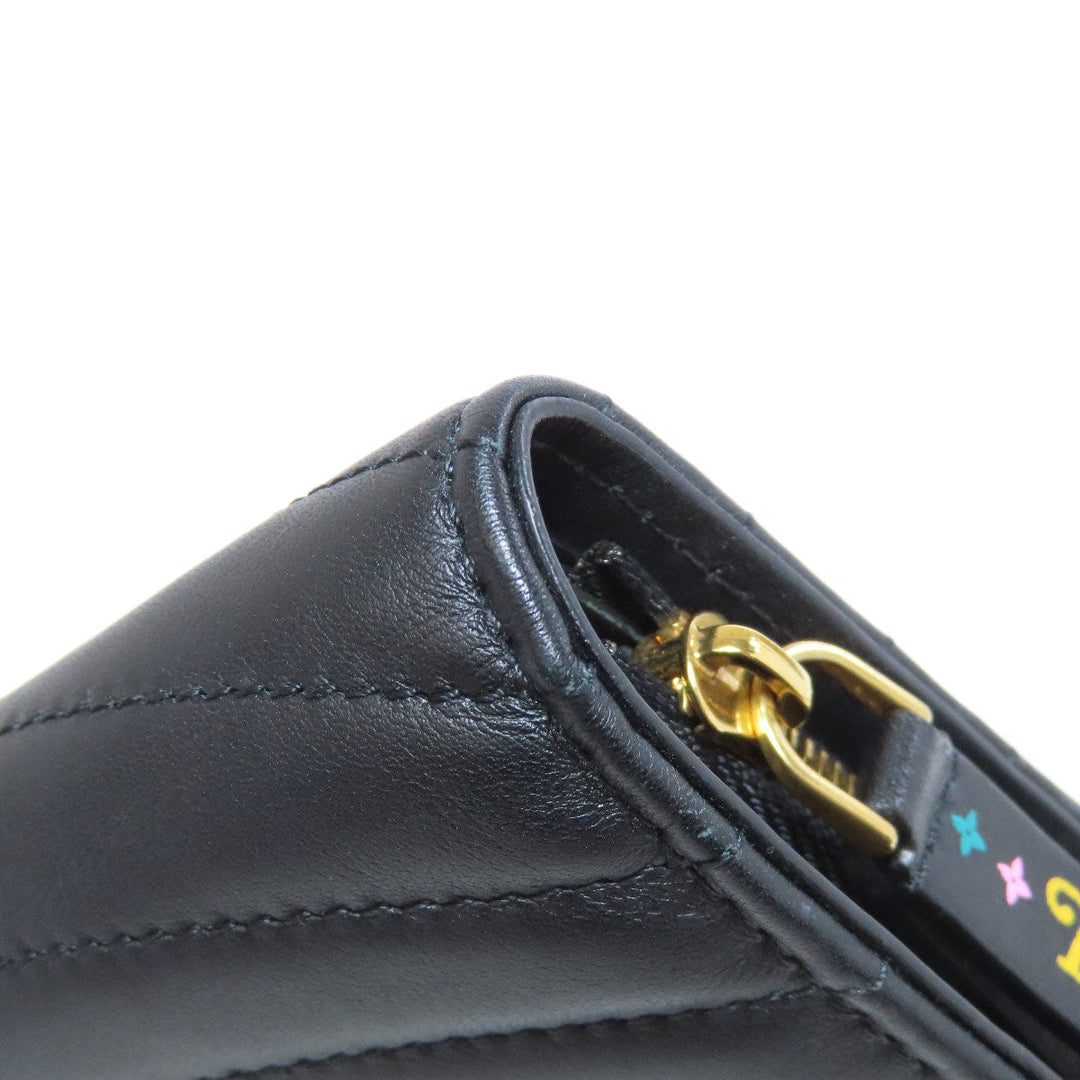 LOUIS VUITTON Bifold Wallet M63789 Calfskin black New Wave Women Used Authentic