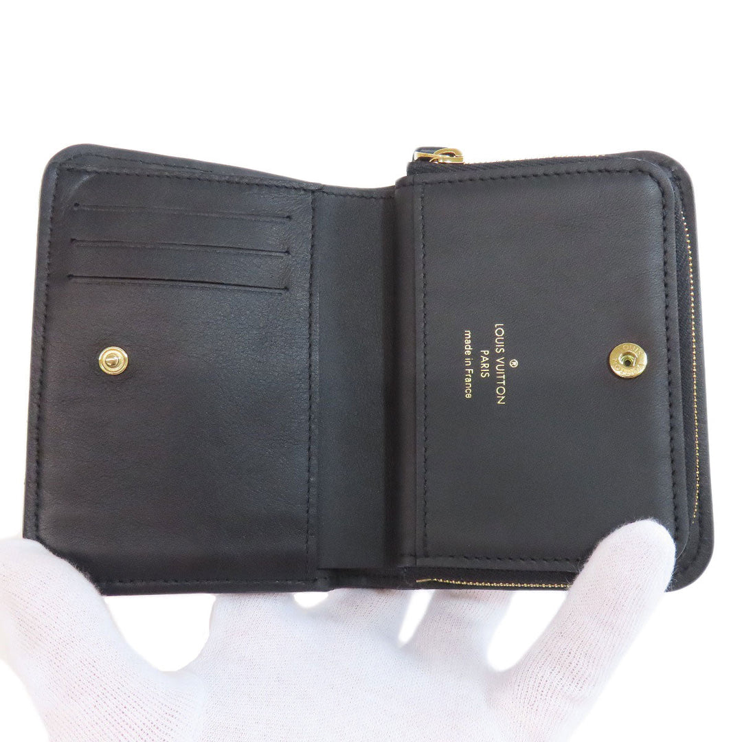 LOUIS VUITTON Bifold Wallet M63789 Calfskin black New Wave Women Used Authentic