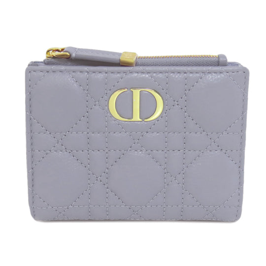 Christian Dior Bifold Wallet Calfskin blue Canage Women Used Authentic