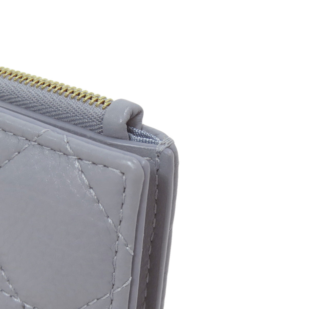 Christian Dior Bifold Wallet Calfskin blue Canage Women Used Authentic
