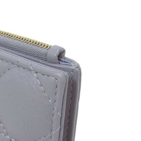 Christian Dior Bifold Wallet Calfskin blue Canage Women Used Authentic