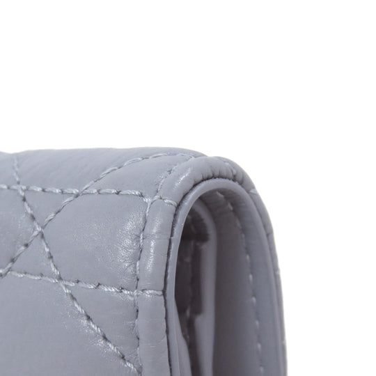 Christian Dior Bifold Wallet Calfskin blue Canage Women Used Authentic