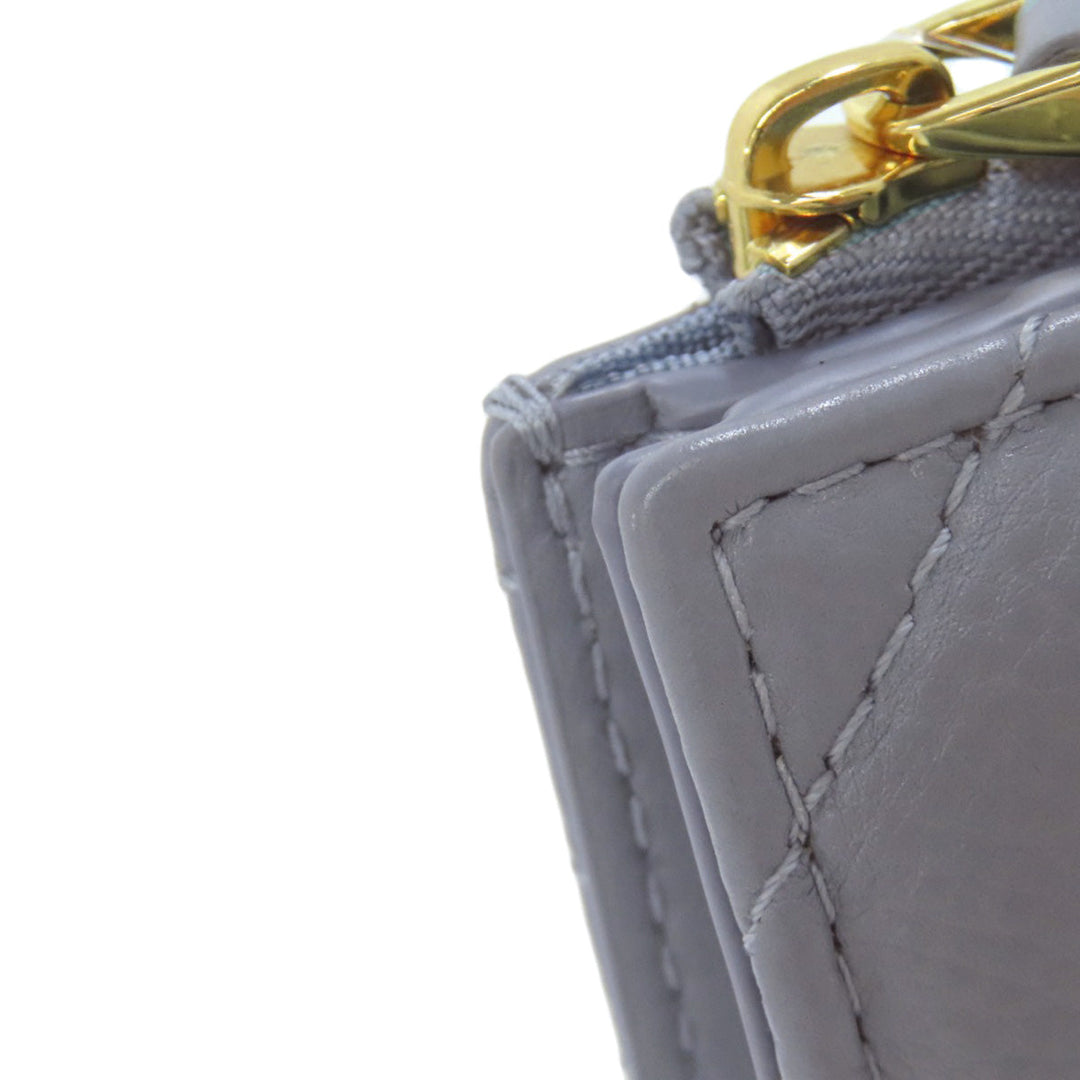 Christian Dior Bifold Wallet Calfskin blue Canage Women Used Authentic