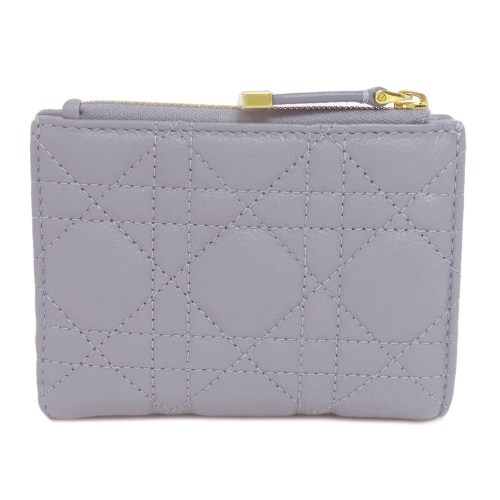 Christian Dior Bifold Wallet Calfskin blue Canage Women Used Authentic