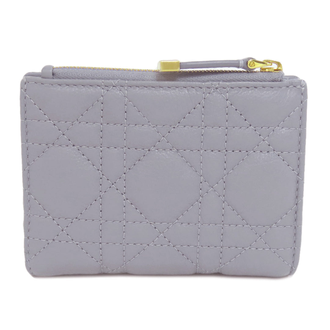 Christian Dior Bifold Wallet Calfskin blue Canage Women Used Authentic