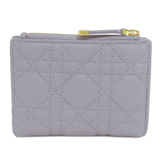 Christian Dior Bifold Wallet Calfskin blue Canage Women Used Authentic