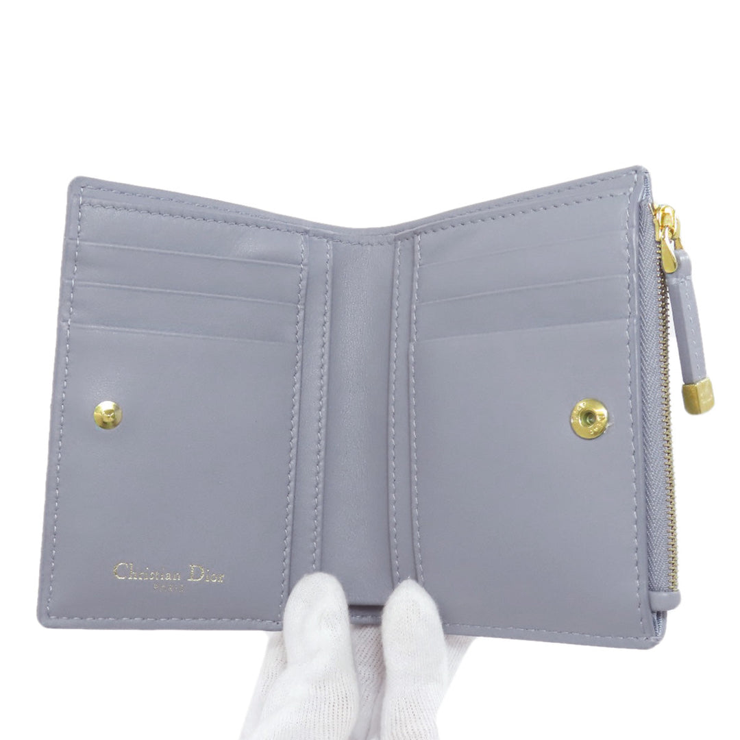 Christian Dior Bifold Wallet Calfskin blue Canage Women Used Authentic