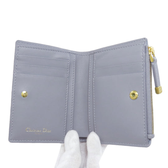 Christian Dior Bifold Wallet Calfskin blue Canage Women Used Authentic