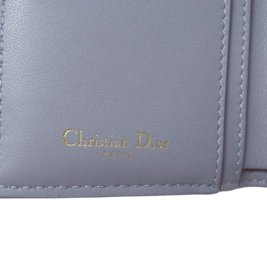 Christian Dior Bifold Wallet Calfskin blue Canage Women Used Authentic