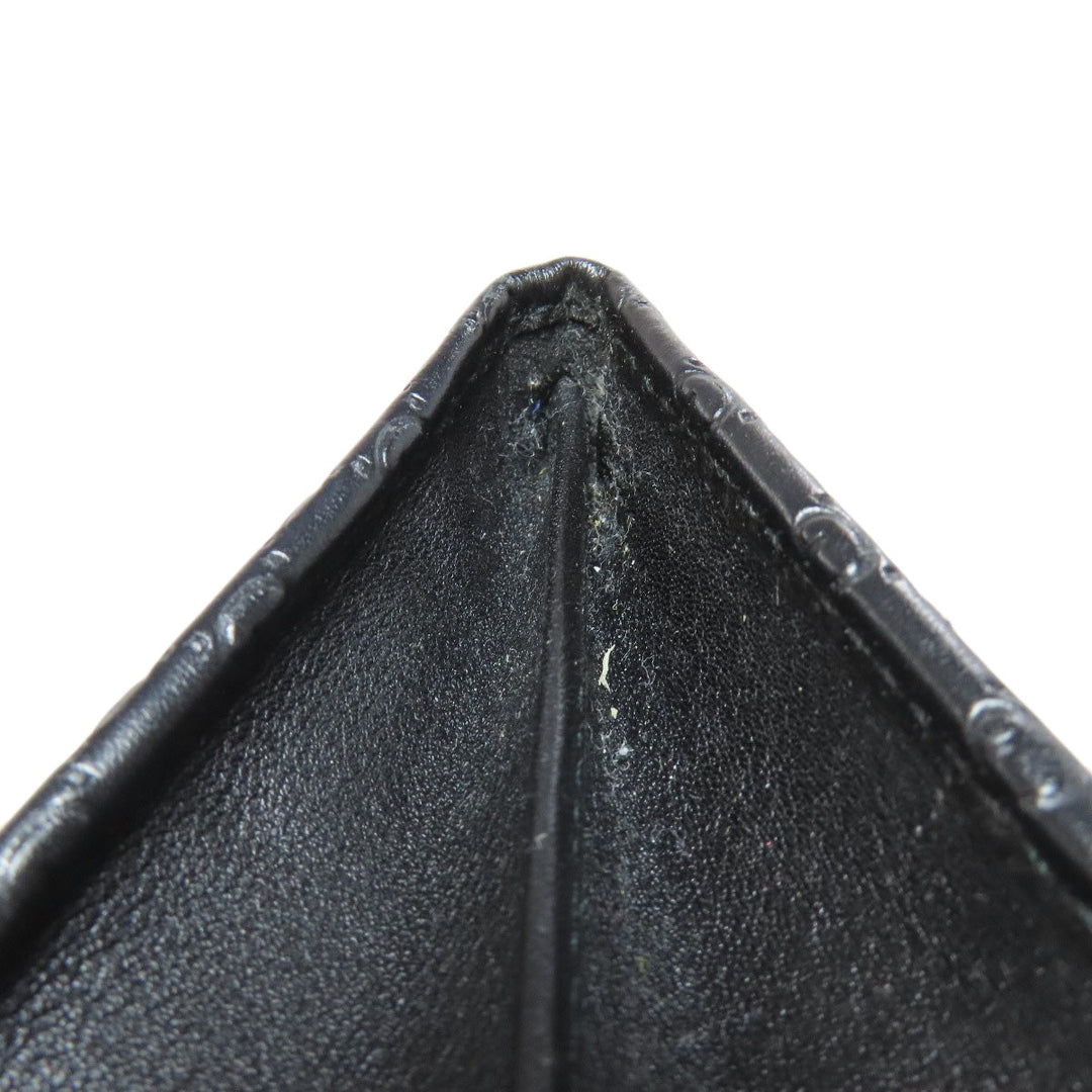 GUCCI Long Wallet Purse 449396 leather black Outlet GG Signature Micro Shima mens Used Authentic