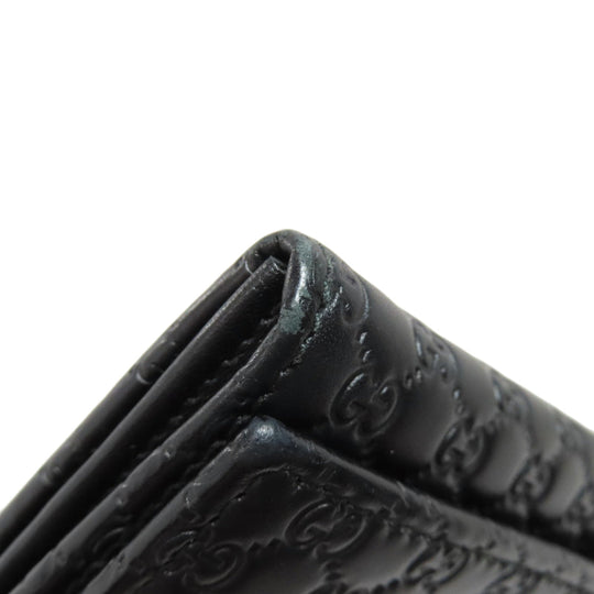GUCCI Long Wallet Purse 449396 leather black Outlet GG Signature Micro Shima mens Used Authentic