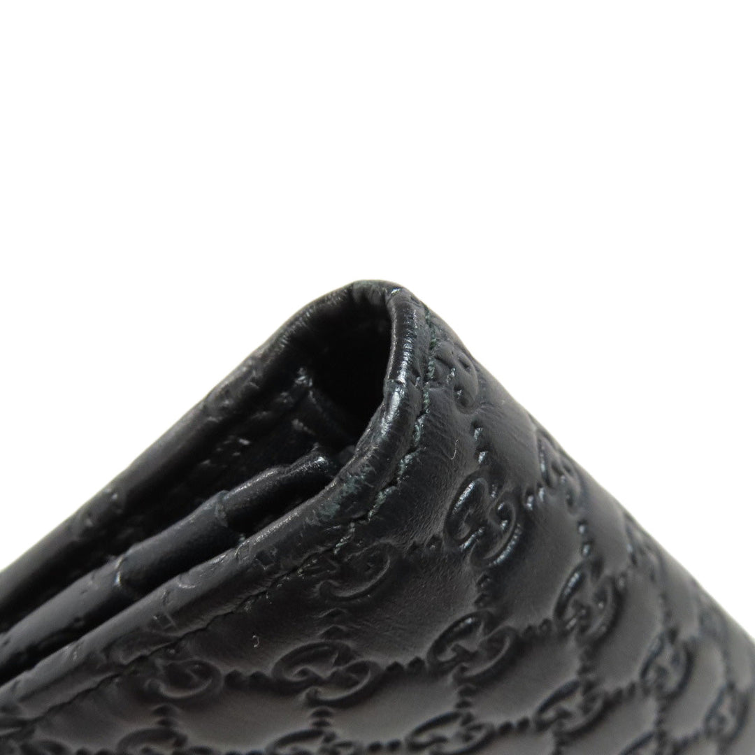 GUCCI Long Wallet Purse 449396 leather black Outlet GG Signature Micro Shima mens Used Authentic