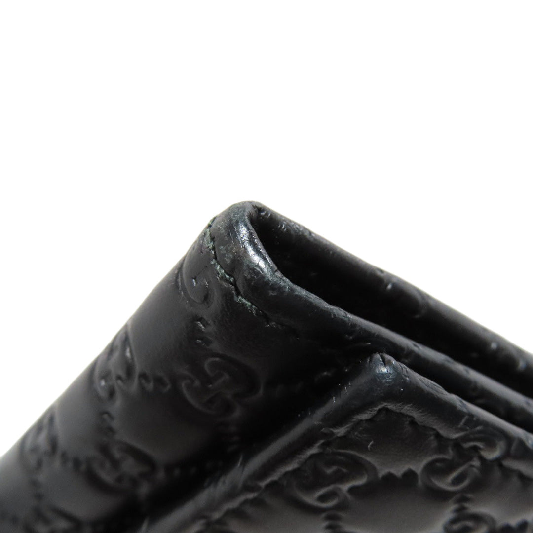 GUCCI Long Wallet Purse 449396 leather black Outlet GG Signature Micro Shima mens Used Authentic