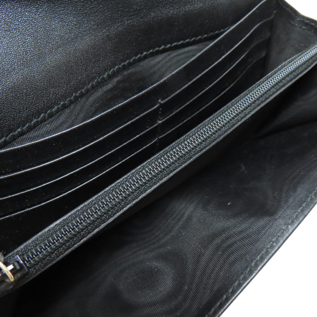 GUCCI Long Wallet Purse 449396 leather black Outlet GG Signature Micro Shima mens Used Authentic