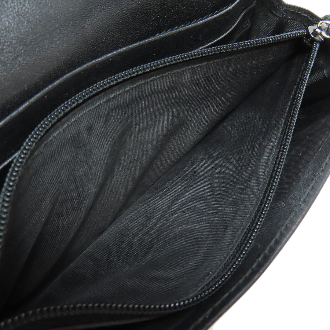 GUCCI Long Wallet Purse 449396 leather black Outlet GG Signature Micro Shima mens Used Authentic