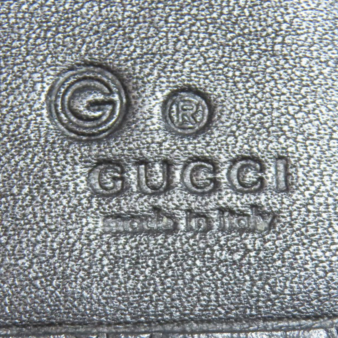 GUCCI Long Wallet Purse 449396 leather black Outlet GG Signature Micro Shima mens Used Authentic