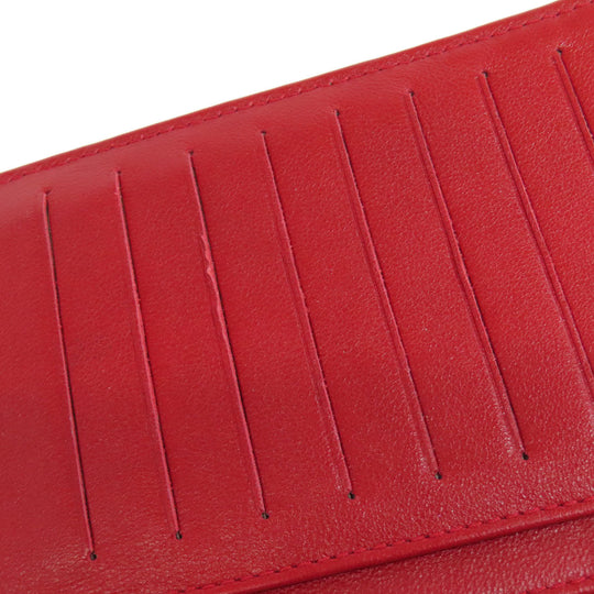 CHANEL Long Wallet Purse Caviar skin Red COCO Mark Women Used Authentic
