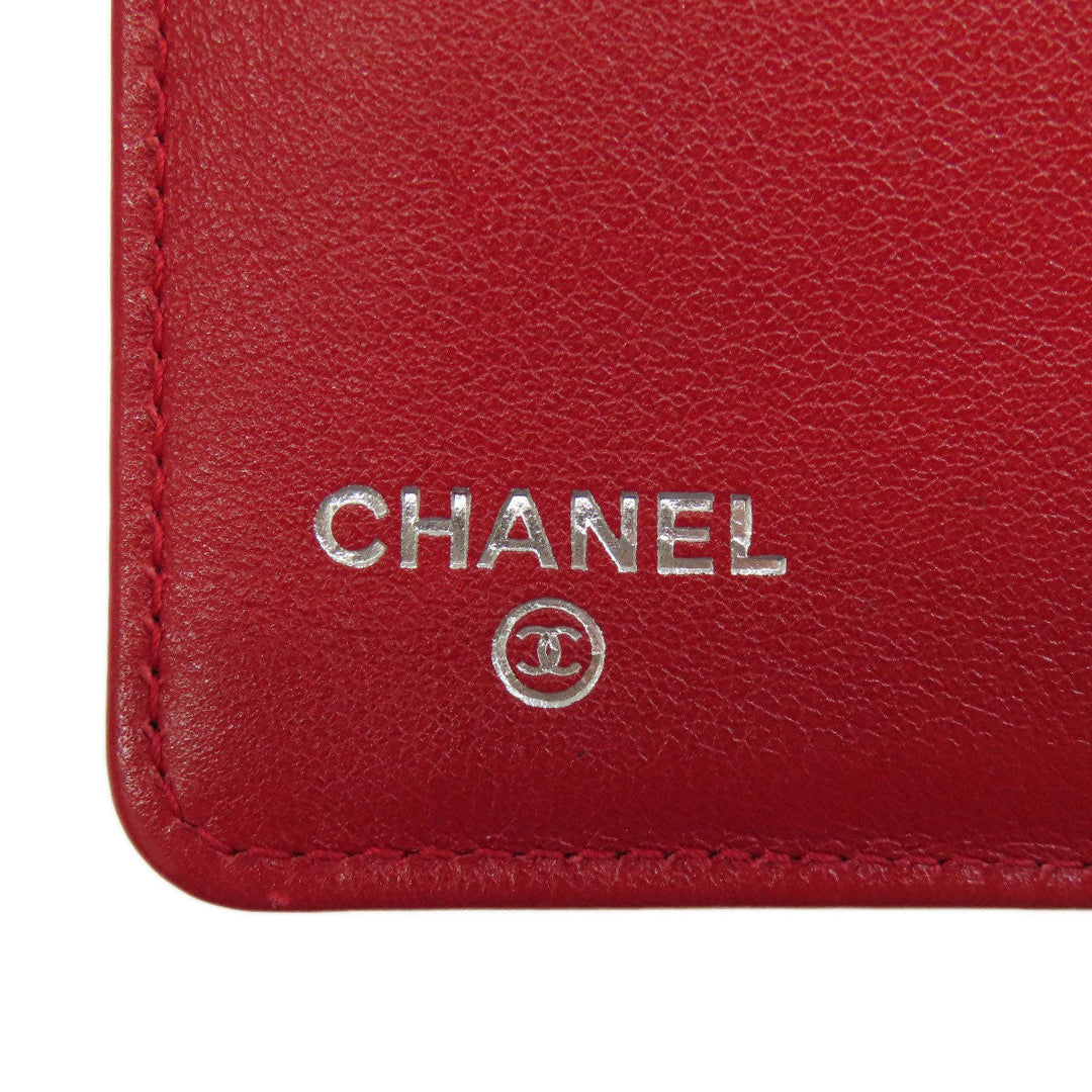 CHANEL Long Wallet Purse Caviar skin Red COCO Mark Women Used Authentic