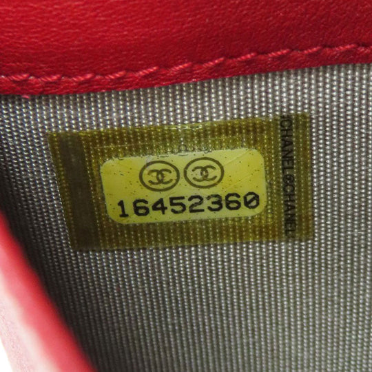 CHANEL Long Wallet Purse Caviar skin Red COCO Mark Women Used Authentic