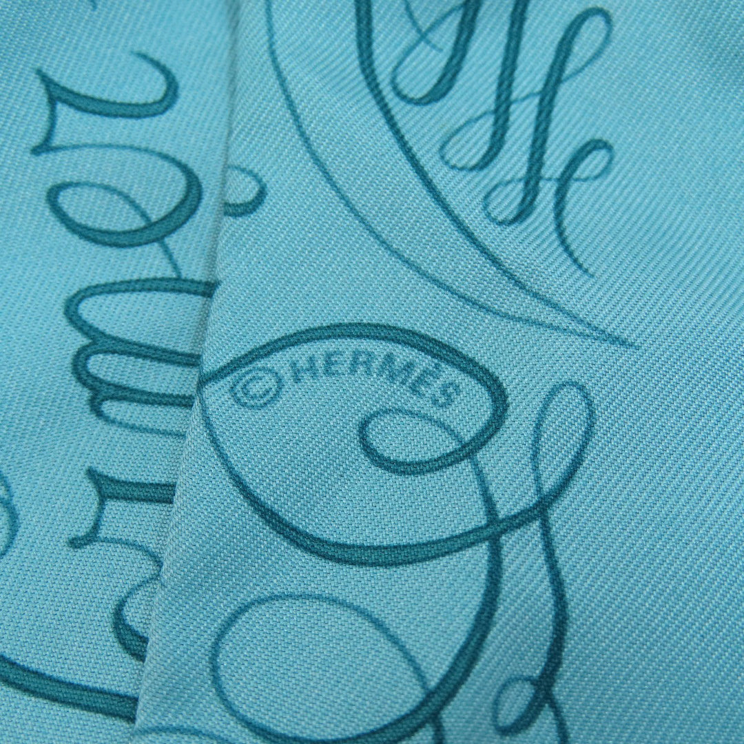 HERMES scarf silk blue Twilly Women Used Authentic