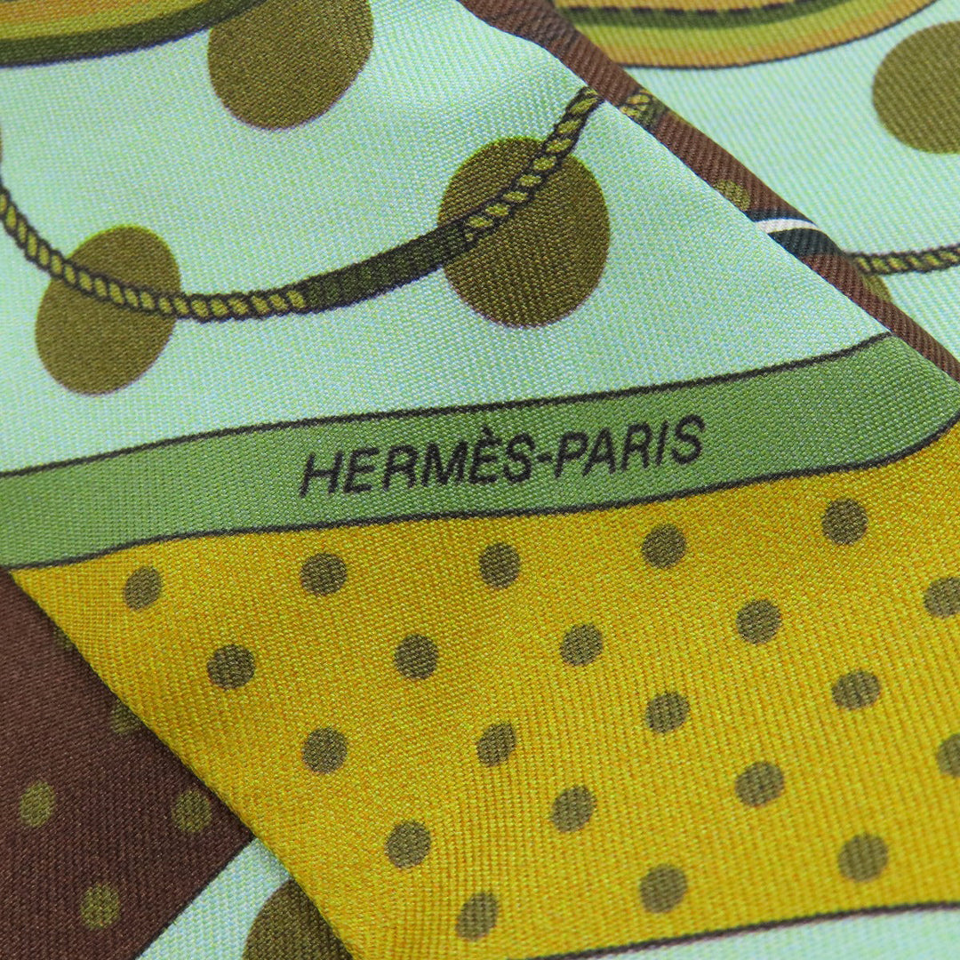 HERMES scarf silk green Twilly Women Used Authentic