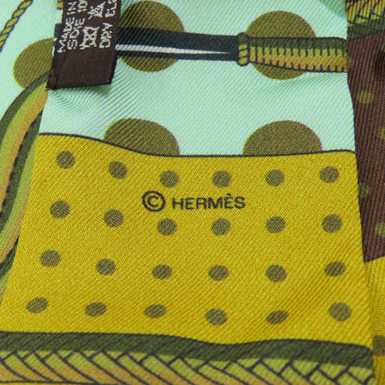 HERMES scarf silk green Twilly Women Used Authentic
