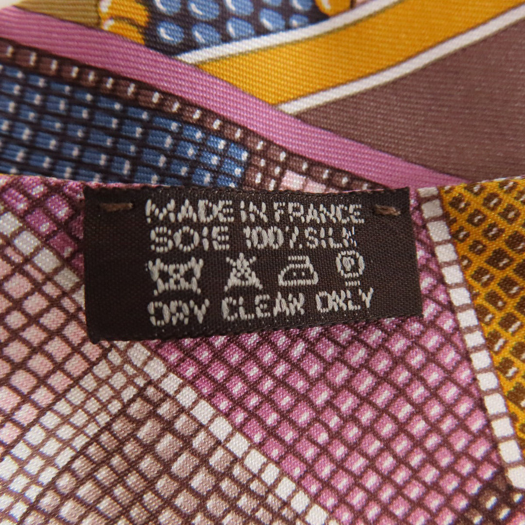 HERMES scarf silk Brown Twilly Women Used Authentic