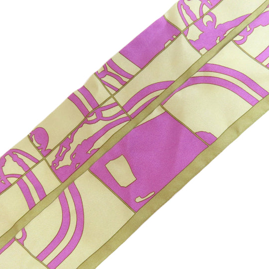 HERMES scarf silk green Twilly Women Used Authentic