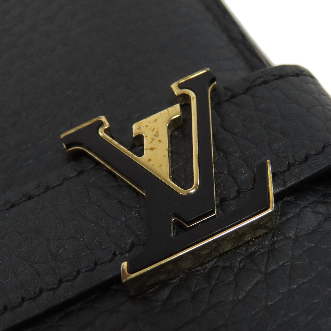LOUIS VUITTON Long Wallet Purse M81330 Taurillon Clemence black Vertical Wallet Women Used Authentic