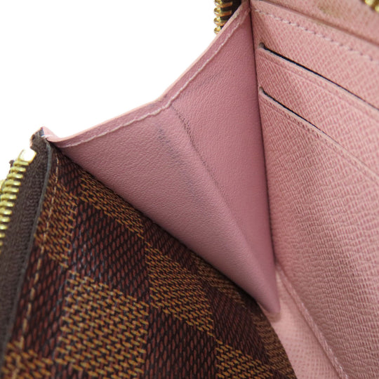 LOUIS VUITTON Long Wallet Purse N41626 Damier canvas Brown Portefeuille Clemence Women Used Authentic