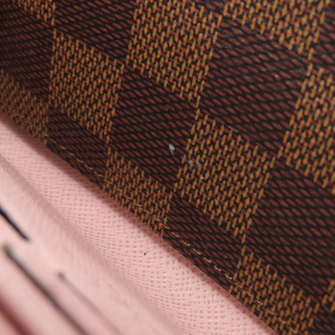 LOUIS VUITTON Long Wallet Purse N41626 Damier canvas Brown Portefeuille Clemence Women Used Authentic