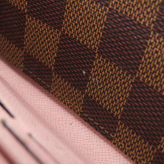LOUIS VUITTON Long Wallet Purse N41626 Damier canvas Brown Portefeuille Clemence Women Used Authentic