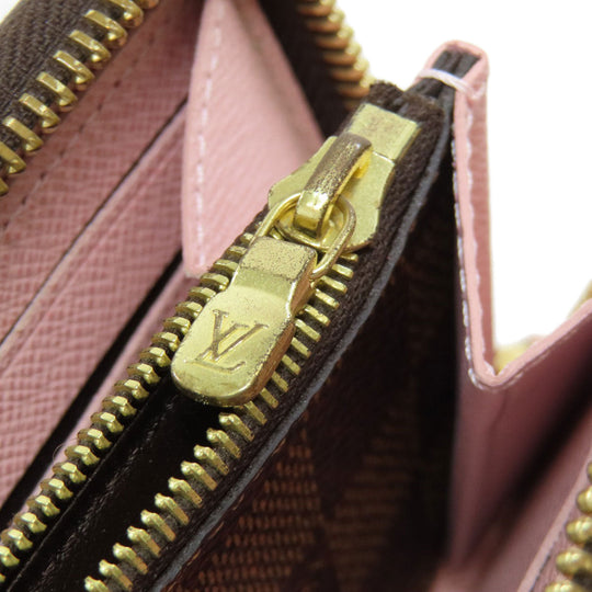 LOUIS VUITTON Long Wallet Purse N41626 Damier canvas Brown Portefeuille Clemence Women Used Authentic
