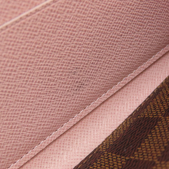 LOUIS VUITTON Long Wallet Purse N41626 Damier canvas Brown Portefeuille Clemence Women Used Authentic