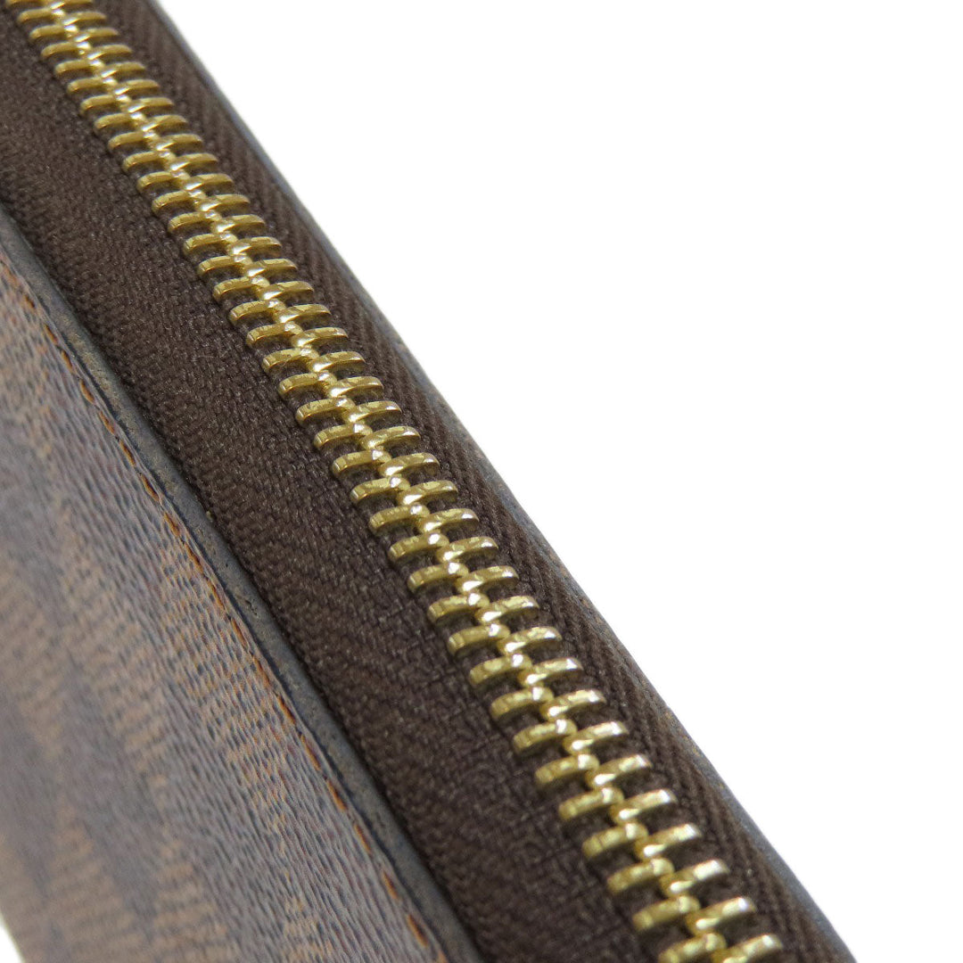LOUIS VUITTON Long Wallet Purse N41626 Damier canvas Brown Portefeuille Clemence Women Used Authentic