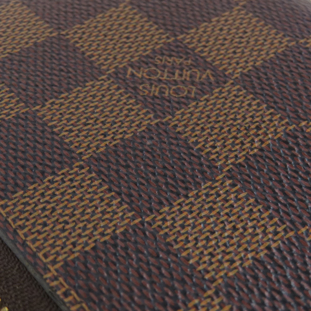 LOUIS VUITTON Long Wallet Purse N41626 Damier canvas Brown Portefeuille Clemence Women Used Authentic