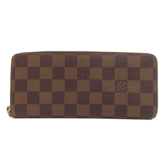 LOUIS VUITTON Long Wallet Purse N41626 Damier canvas Brown Portefeuille Clemence Women Used Authentic