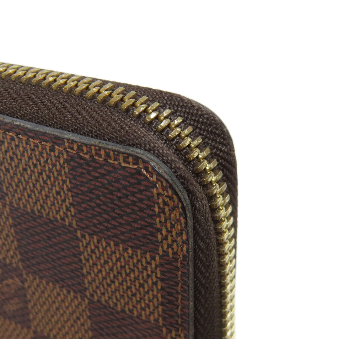 LOUIS VUITTON Long Wallet Purse N41626 Damier canvas Brown Portefeuille Clemence Women Used Authentic